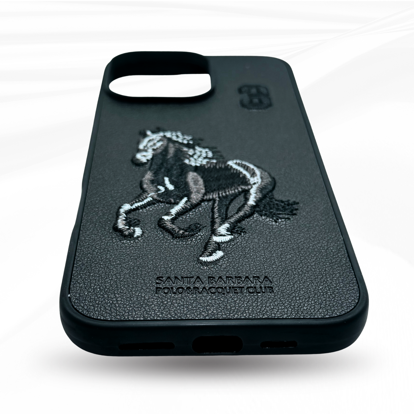 Black SANTA BARBARA POLO & RACQUET CLUB Boris Series Horse Embroidery