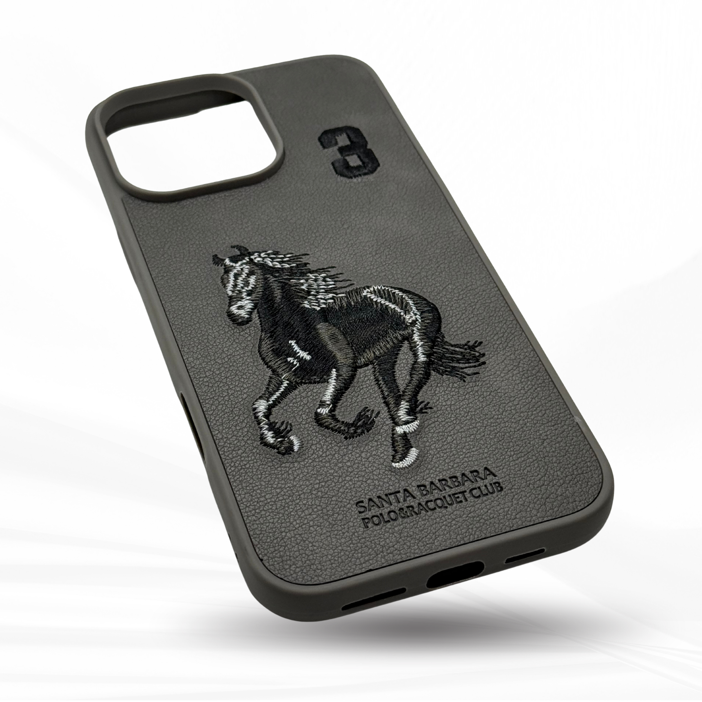 Grey SANTA BARBARA POLO & RACQUET CLUB Boris Series Horse Embroidery