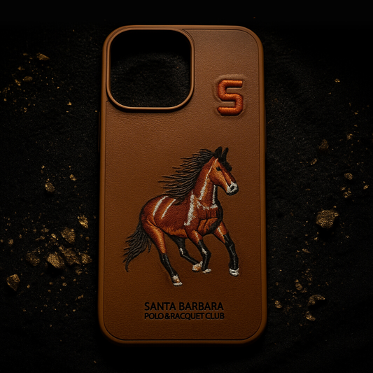 Brown SANTA BARBARA POLO & RACQUET CLUB Boris Series Horse Embroidery